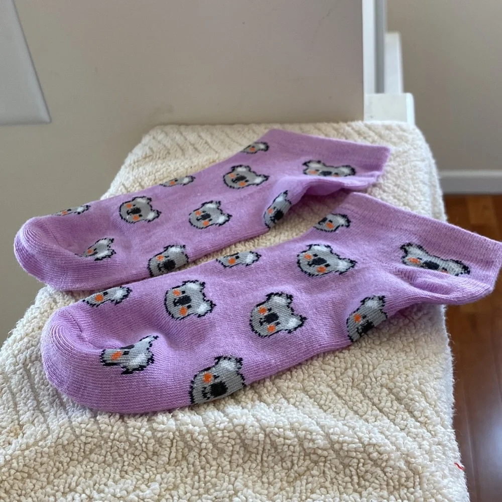 Snugadoo Blue White Fuzzy Panda Bear Socks Bonus Purple Koala Bear One Size